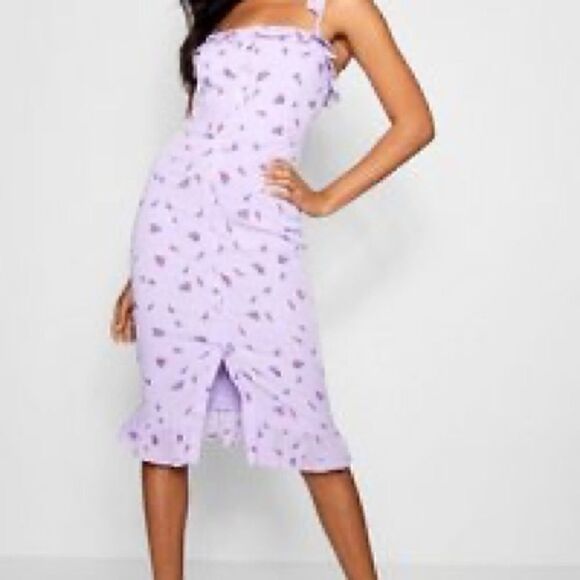 NEW! Boohoo Floral Print Button Through Midi Dress - Picture 1 of 12